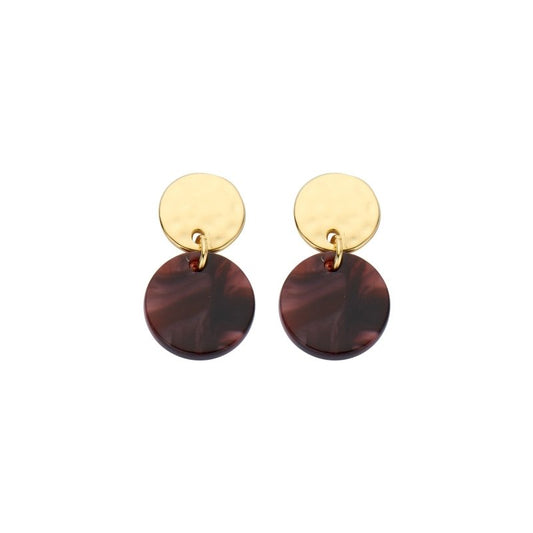 Kleine ronde oorbellen in resin - paars