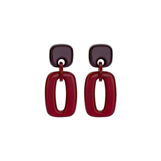Biba: Oorbellen met ovale schakel - bordeaux