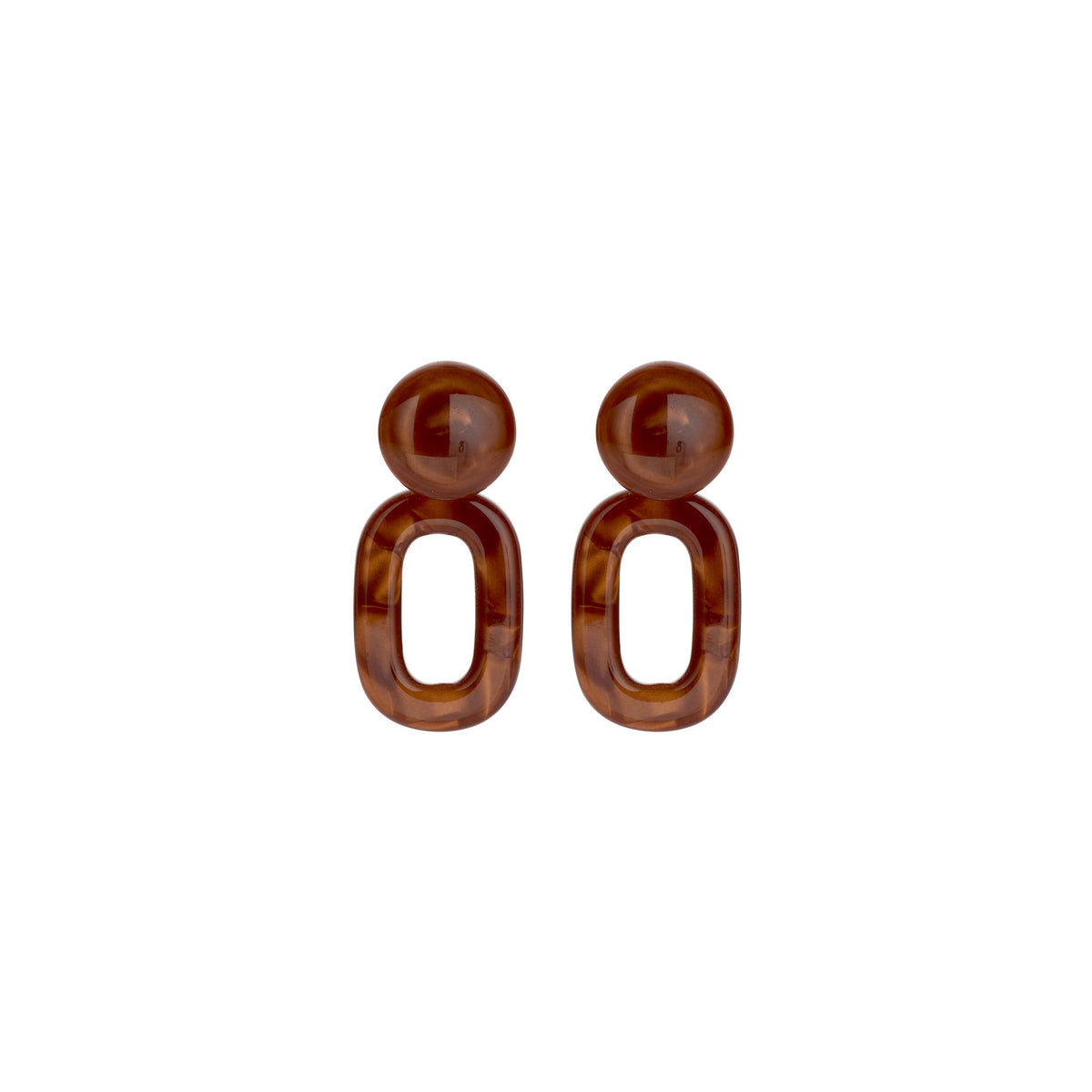 Oorbellen met schakel in resin - bruin