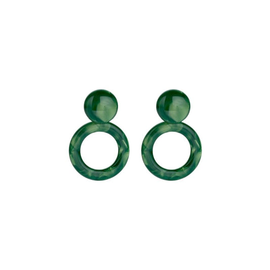 Oorbellen met bolletje en ring - groen
