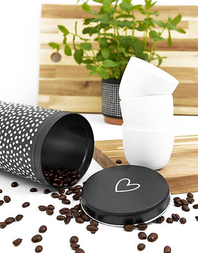 Zoedt koffieblik zwart wit met hartje