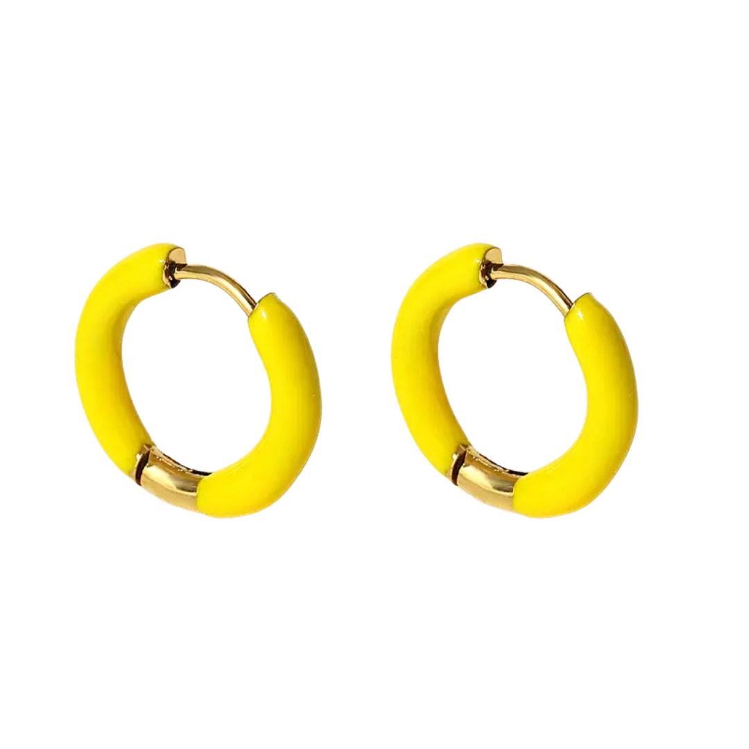 Oorbellen - gekleurde ring - geel