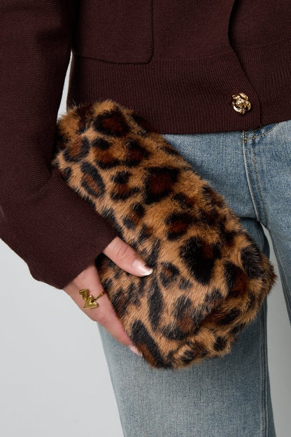 Yehwang: make-up tas zachte luipaard - grijs