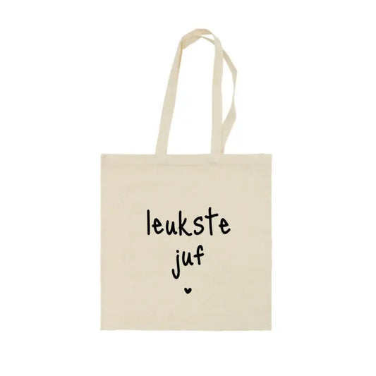 Winkeltje van Anne Katoenen tas | Leukste juf | Beige