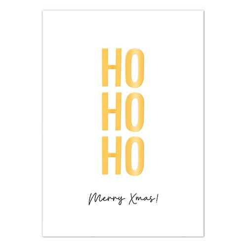 Liefz: Kerstkaart | Ho Ho Ho Merry Christmas | Goudfolie