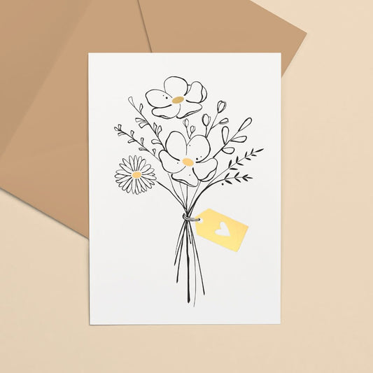 Letters and Lines: kaart a6 goudfolie - bos bloemen