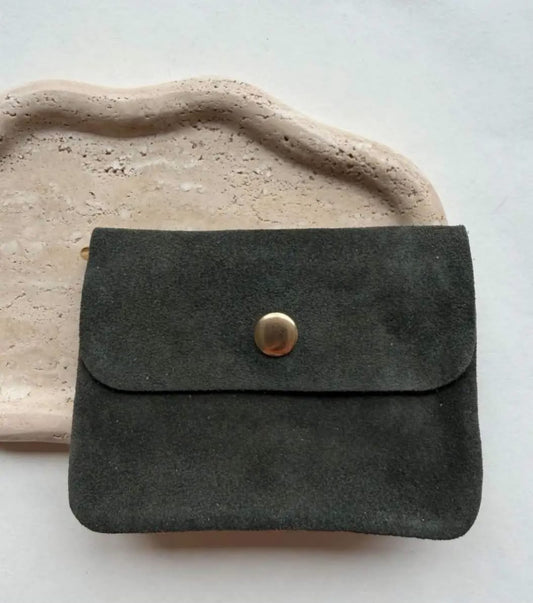 Blush kleine suède portemonnee - leger groen