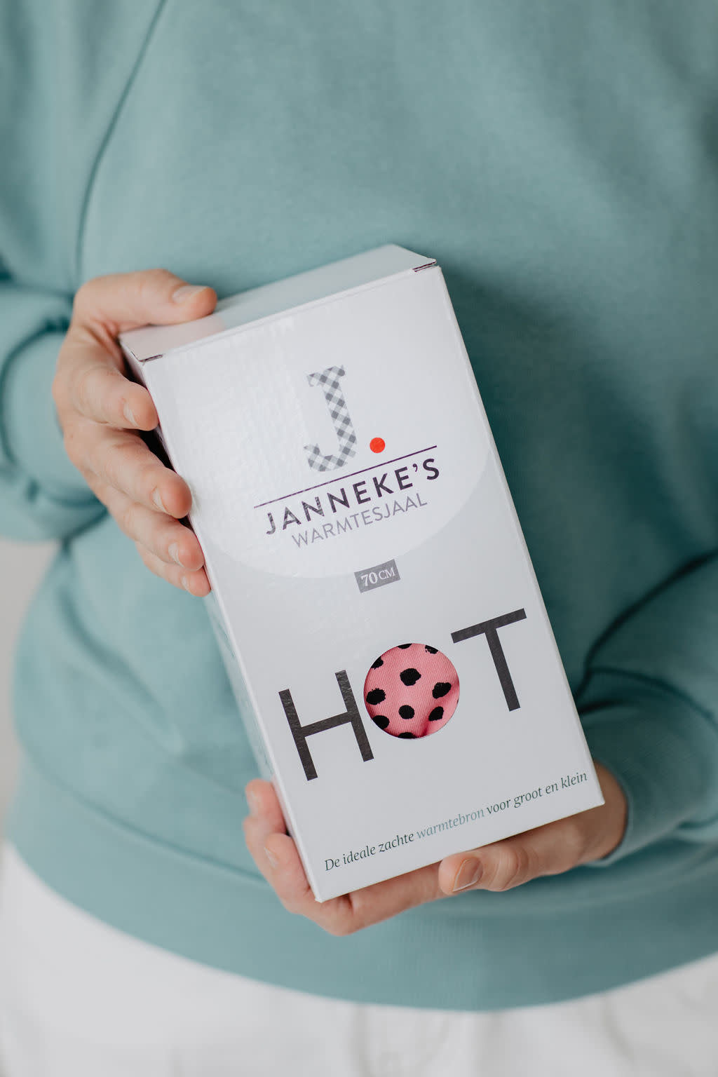 Janneke's Warmtesjaal  jersey stip roze | biologisch lijnzaad