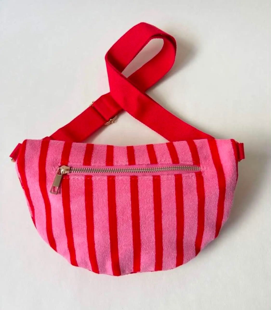 Wauw: Belle stripe handtas /  heuptas - rood