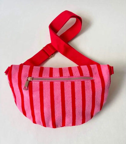 Wauw: Belle stripe handtas /  heuptas - rood