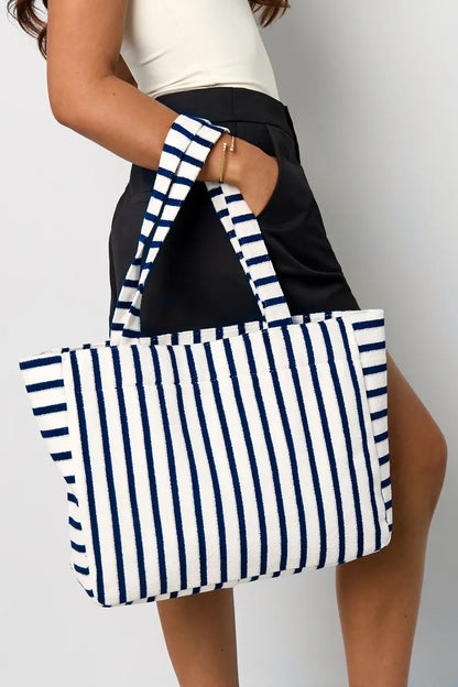 Yehwang: totebag 01 - badstof - donkerblauw/wit