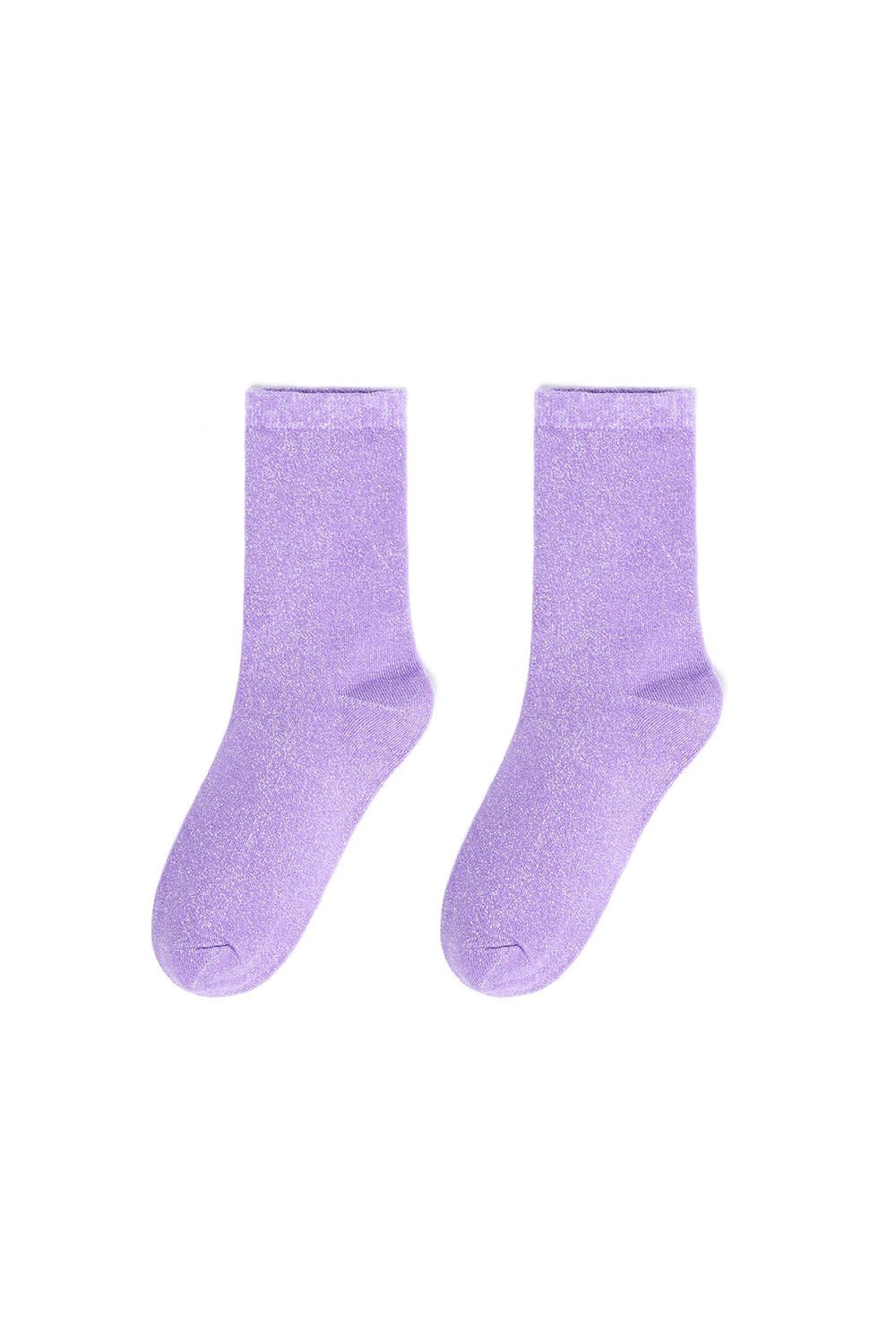 Yehwang: set van 3 paar glitter sokken - paars