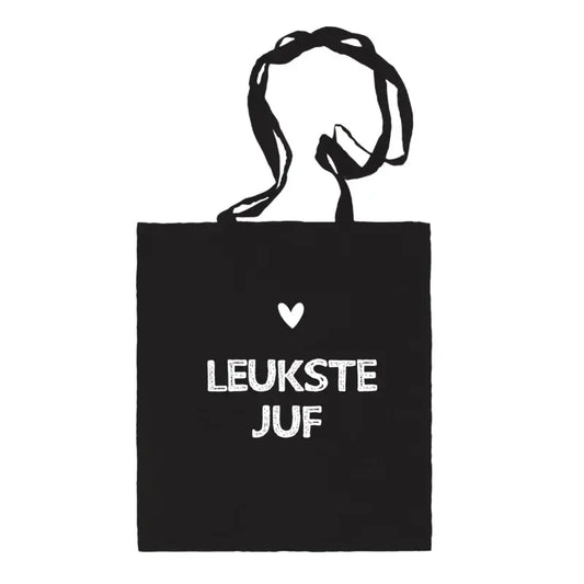 Winkeltje van Anne Katoenen tas | Leukste juf | Zwart