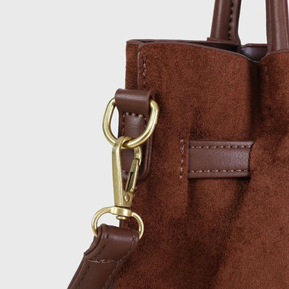 Handtas met etui in suède look - bruin