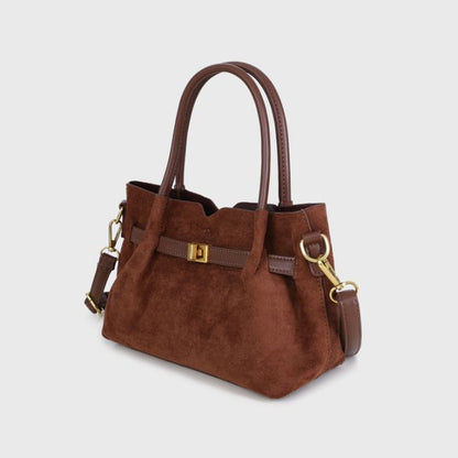 Handtas met etui in suède look - bruin