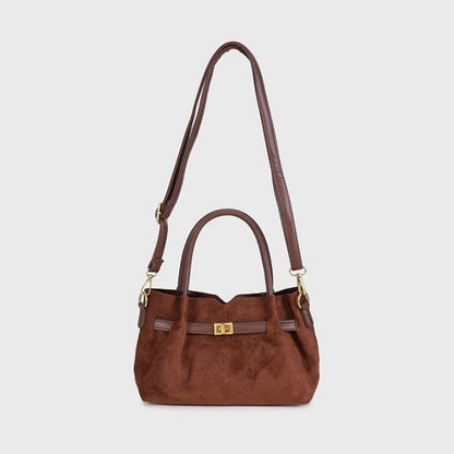 Handtas met etui in suède look - bruin