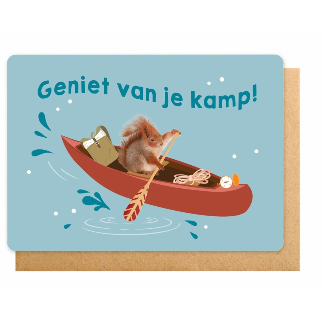 Dubbele wenskaart kamp - Geniet van je kamp
