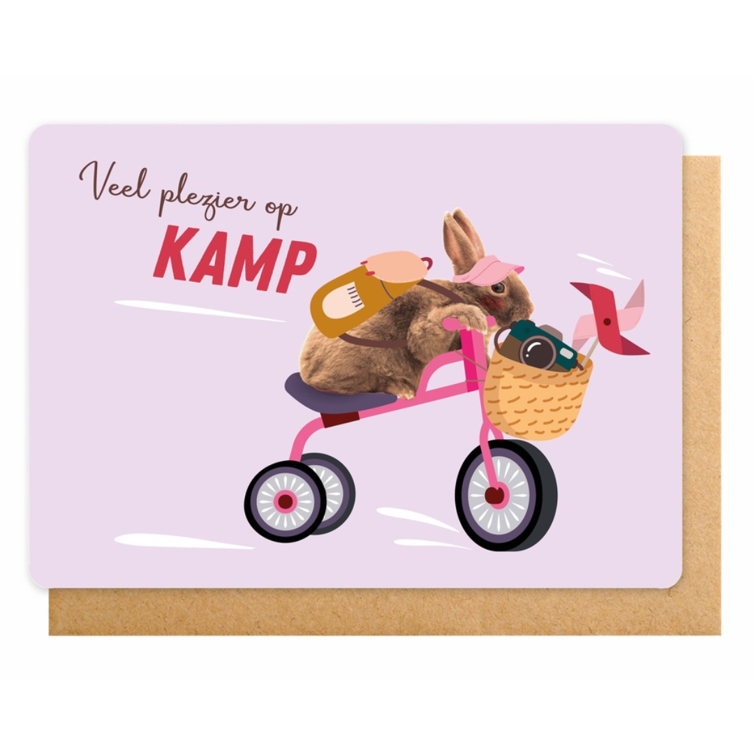 Dubbele wenskaart kamp - Veel plezier op kamp