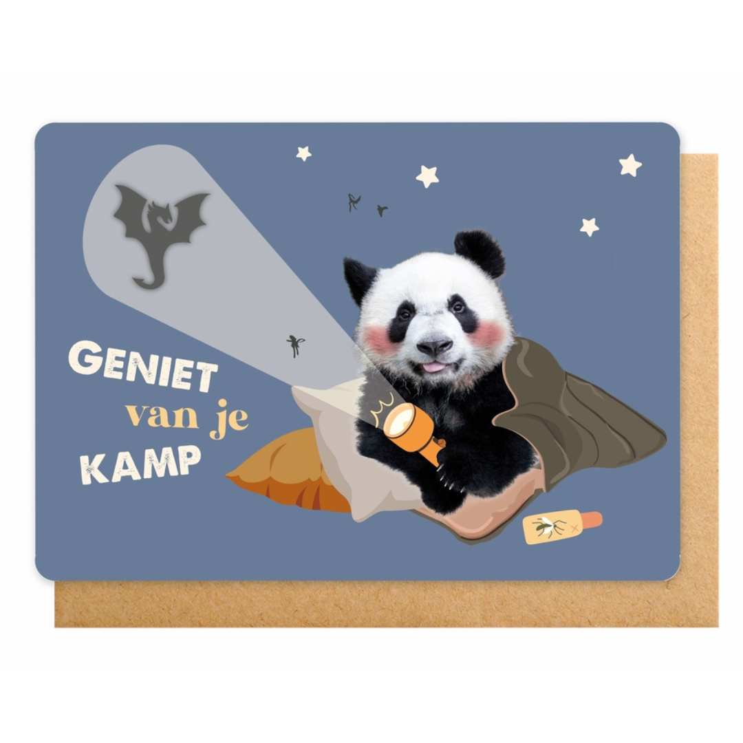 Dubbele wenskaart kamp - Geniet van je kamp