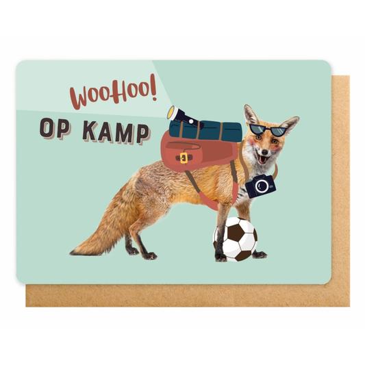 Dubbele wenskaart kamp - Woohoo op kamp!