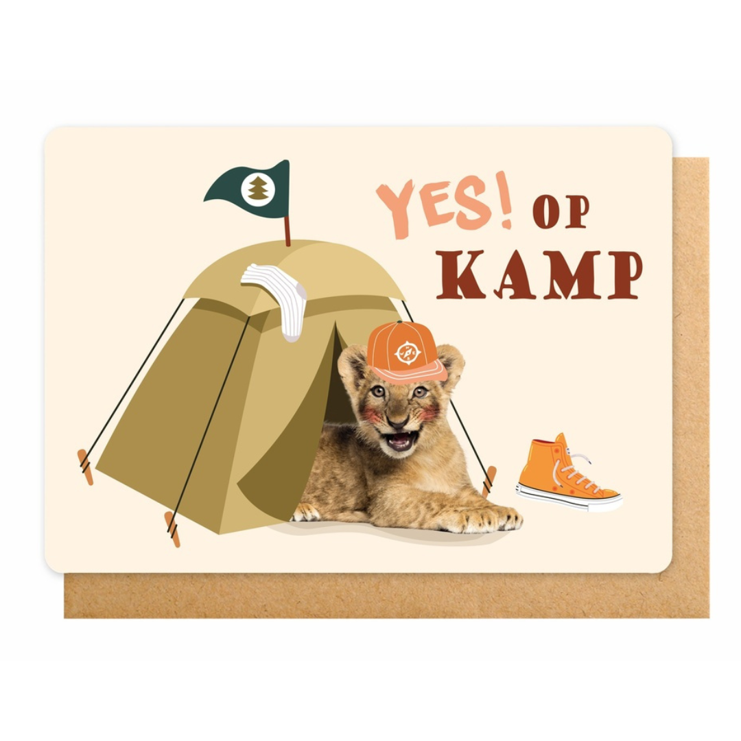 Dubbele wenskaart kamp - Yes! Op kamp