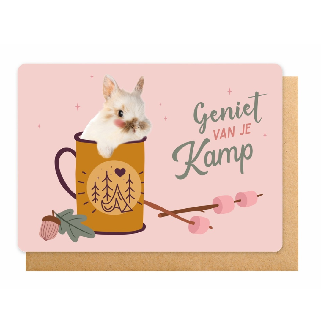 Dubbele wenskaart kamp - Geniet van je kamp