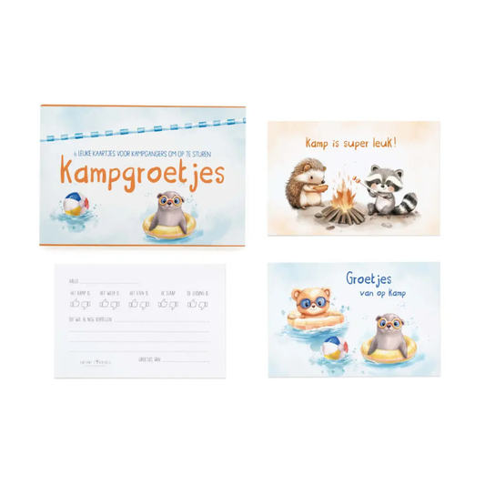 Kampgroetjes - Set van 6 postkaartjes met omslagen 26