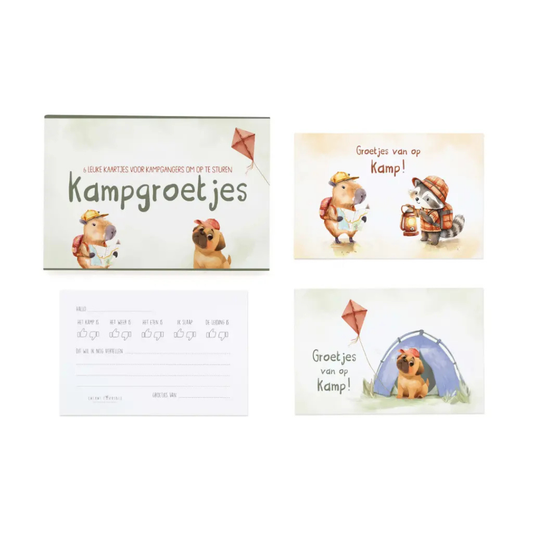 Kampgroetjes - Set van 6 postkaartjes met omslagen 28