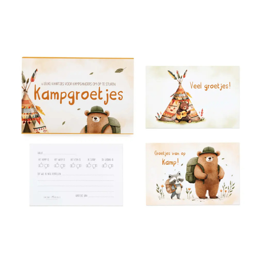 Kampgroetjes - Set van 6 postkaartjes met omslagen 29