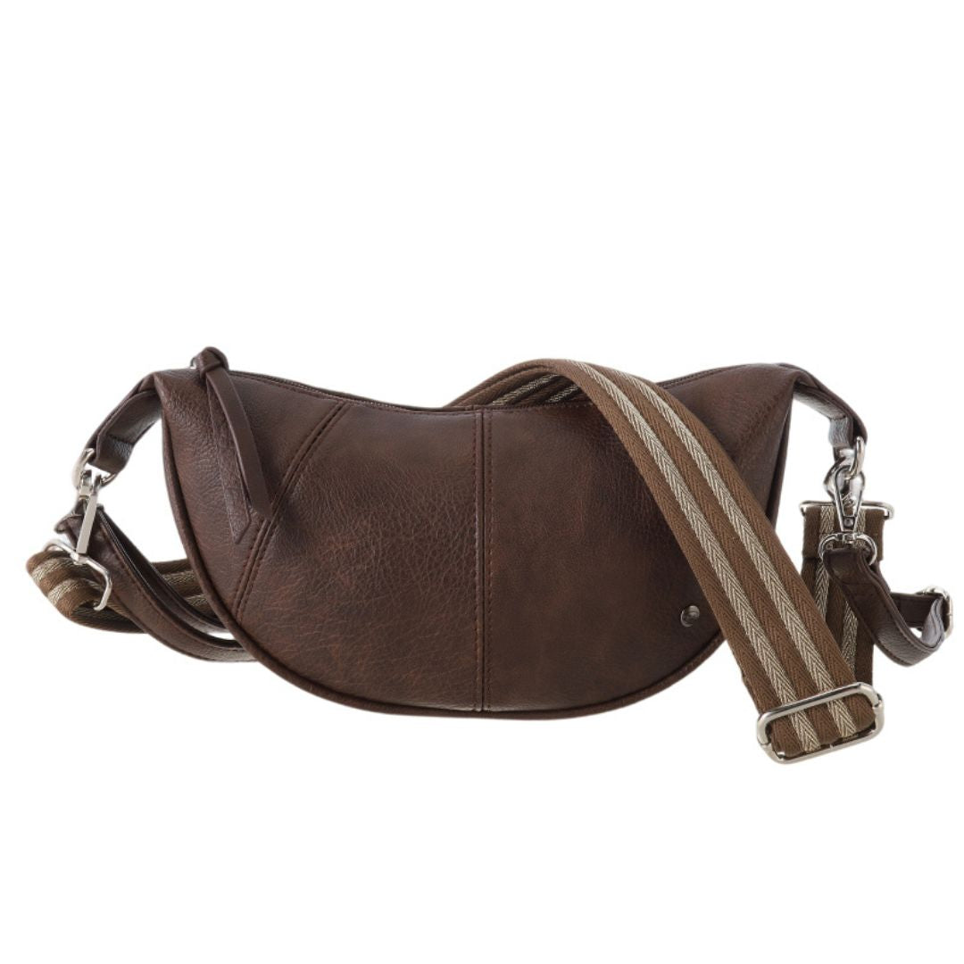 Brentford handtas | half moon crossbody | bruin