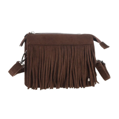 Handtas met franjes Salla - bruin