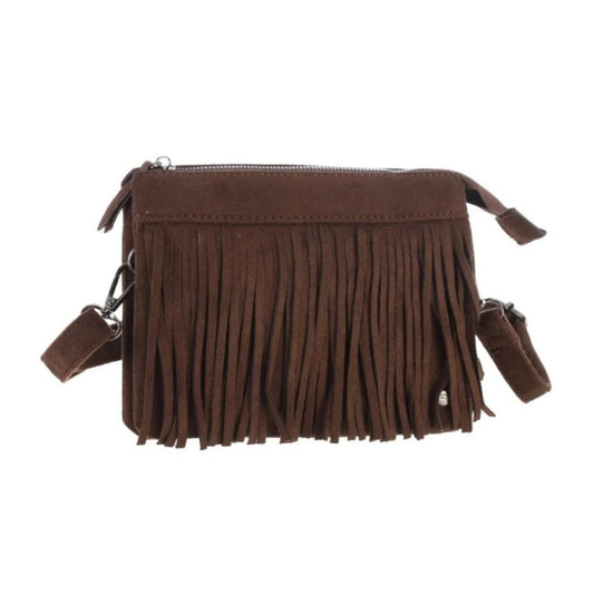 Handtas met franjes Salla - bruin