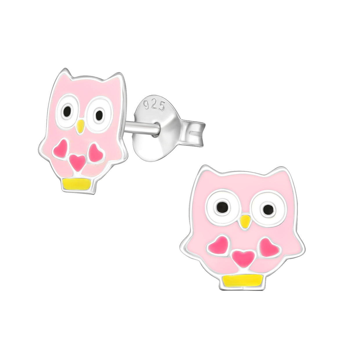 Precious jewels: Oorstekers - uil roze