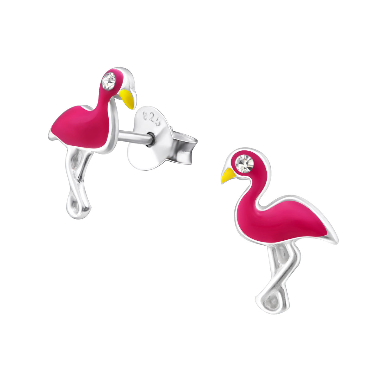Precious jewels: Oorstekers - flamingo