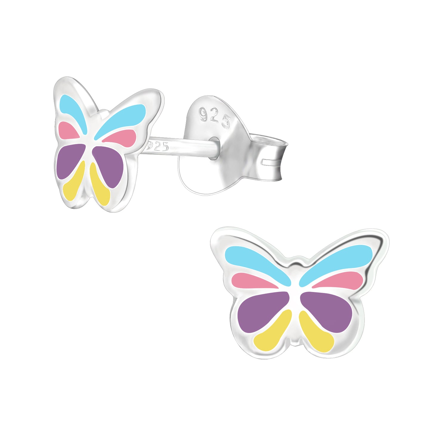 Precious jewels: Oorstekers - vlinders blauw/roze/paars/geel