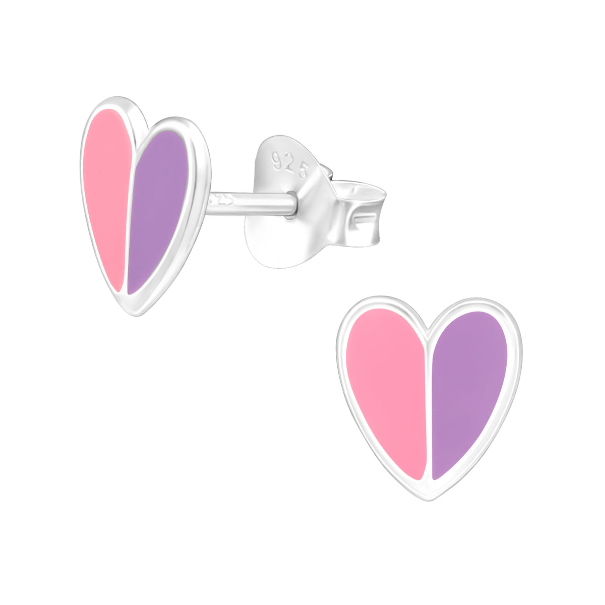 Precious jewels: Oorstekers - hartjes roze en paars