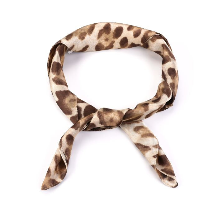 Vierkant sjaaltje met luipaardprint | Beige