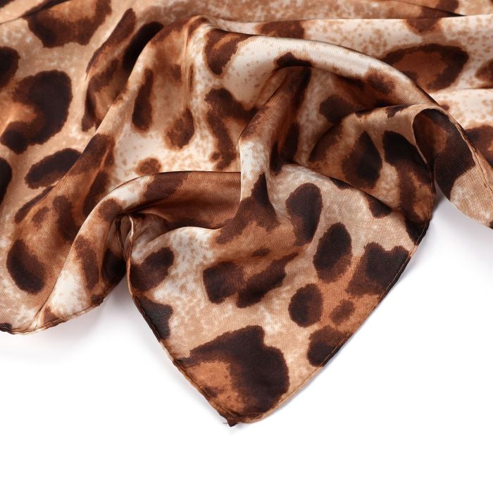 Vierkant sjaaltje met luipaardprint | Camel