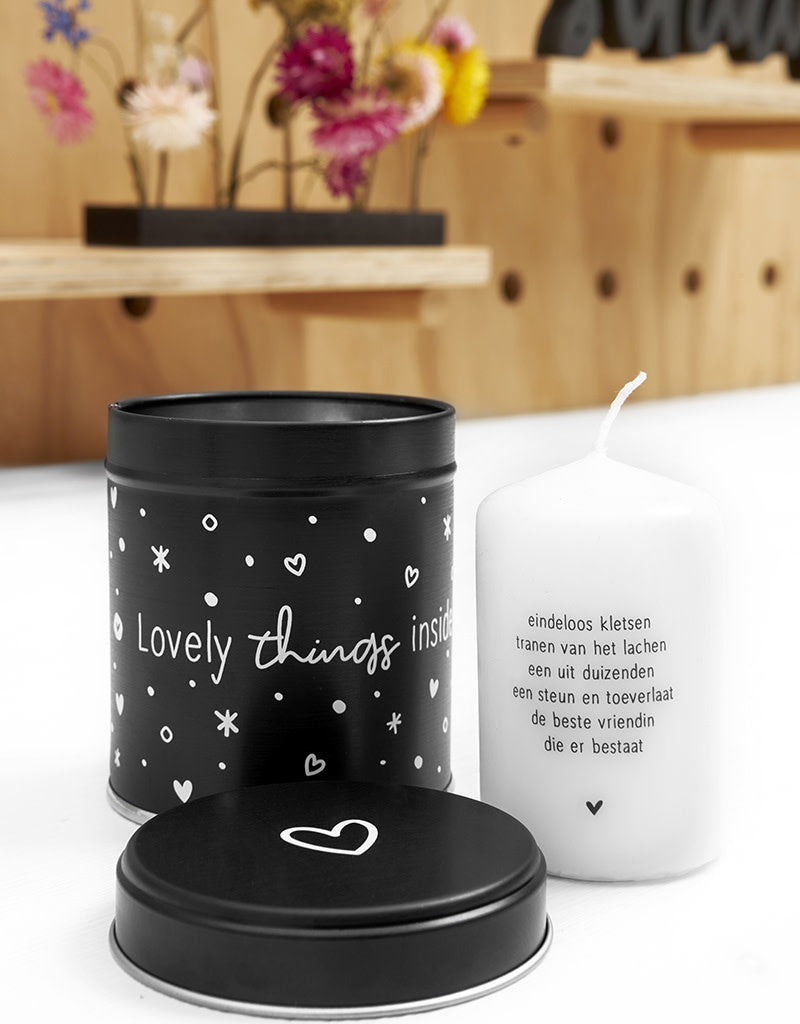 Zoedt cadeaublikje met kaarsje met gedichtje Vriendin