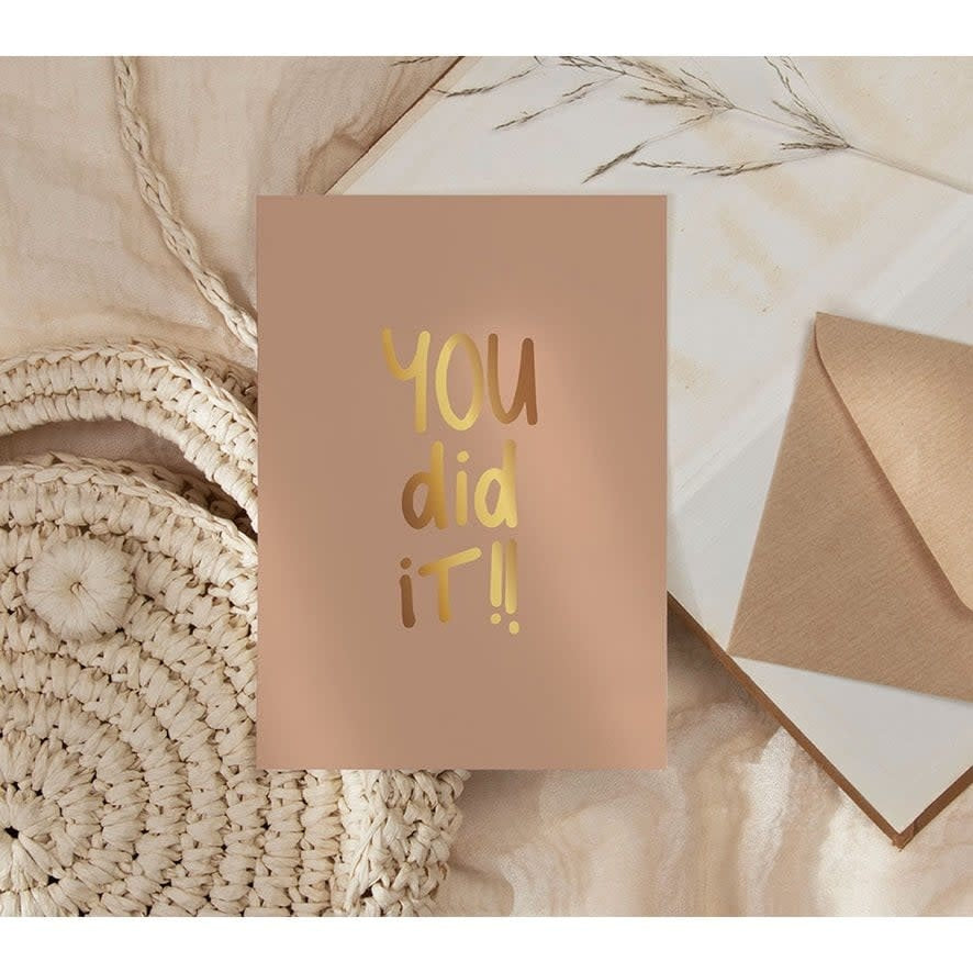 Nynke Ontwerpt: Kaart a6 goudfolie | You did it!