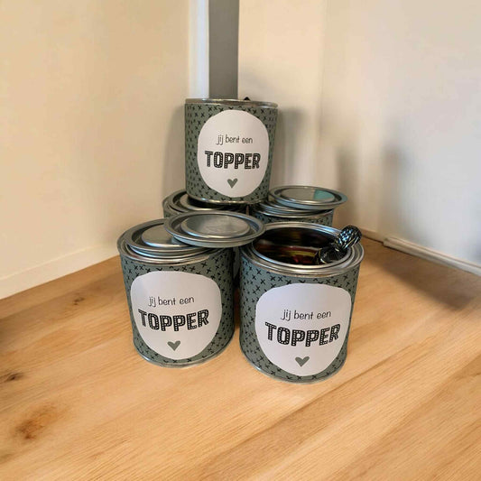 Liefs van Cindy: cadeaublik met chocotoffs - je bent een topper