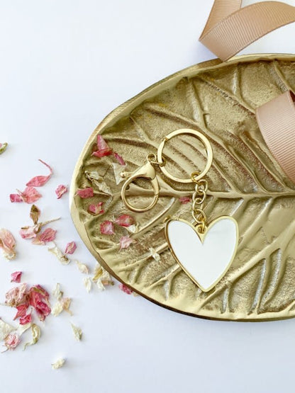 Stationery & gift Sleutelhanger | Wit/ Een hartje van goud