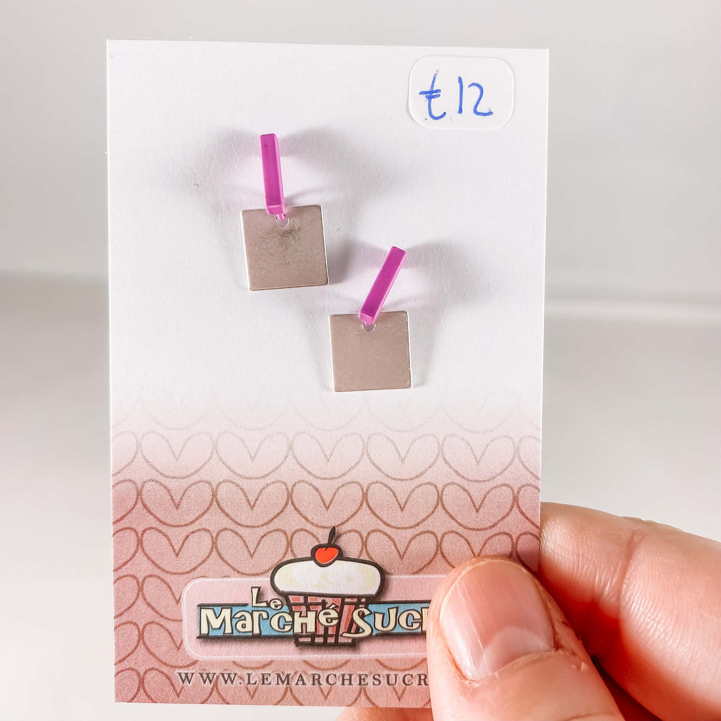Le marché sucré: oorbellen felpaars en zilver