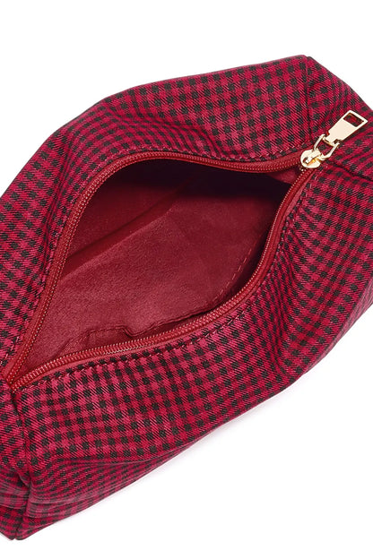 Make-up tas met ruitjes - rood