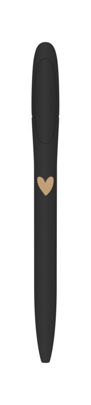Stationery & gift : pen - zwart met een gouden hart