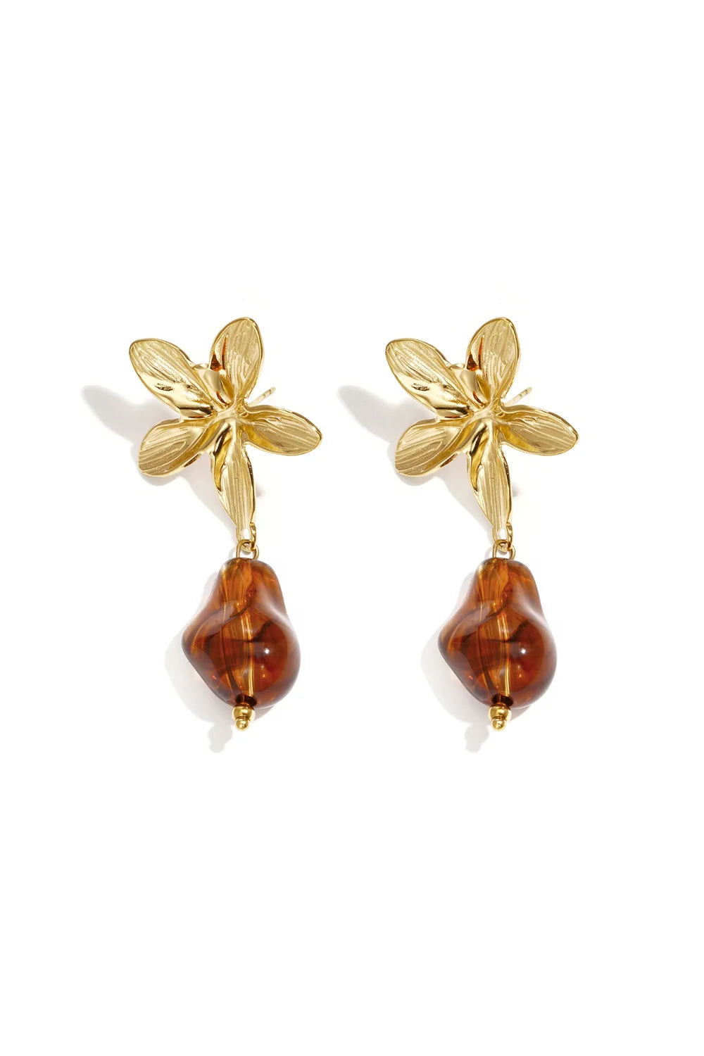 Oorbellen met bloem - goud