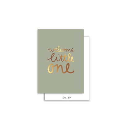 Nynke Ontwerpt: Kaart a6 goudfolie | Welcome little one - Green