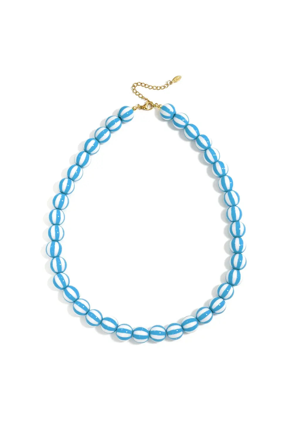 Yehwang: Kralen ketting met gestreepte kralen - blauw