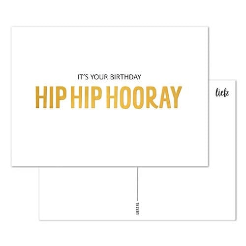 Liefz: Kaart a6 | Hip hip hooray | Goudfolie