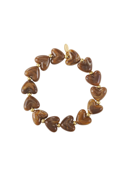 Elastieken hartjes kralenarmband